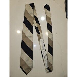 Pride of England Men's Silk Tie Tan and Black Striped Made for Garry Hulse